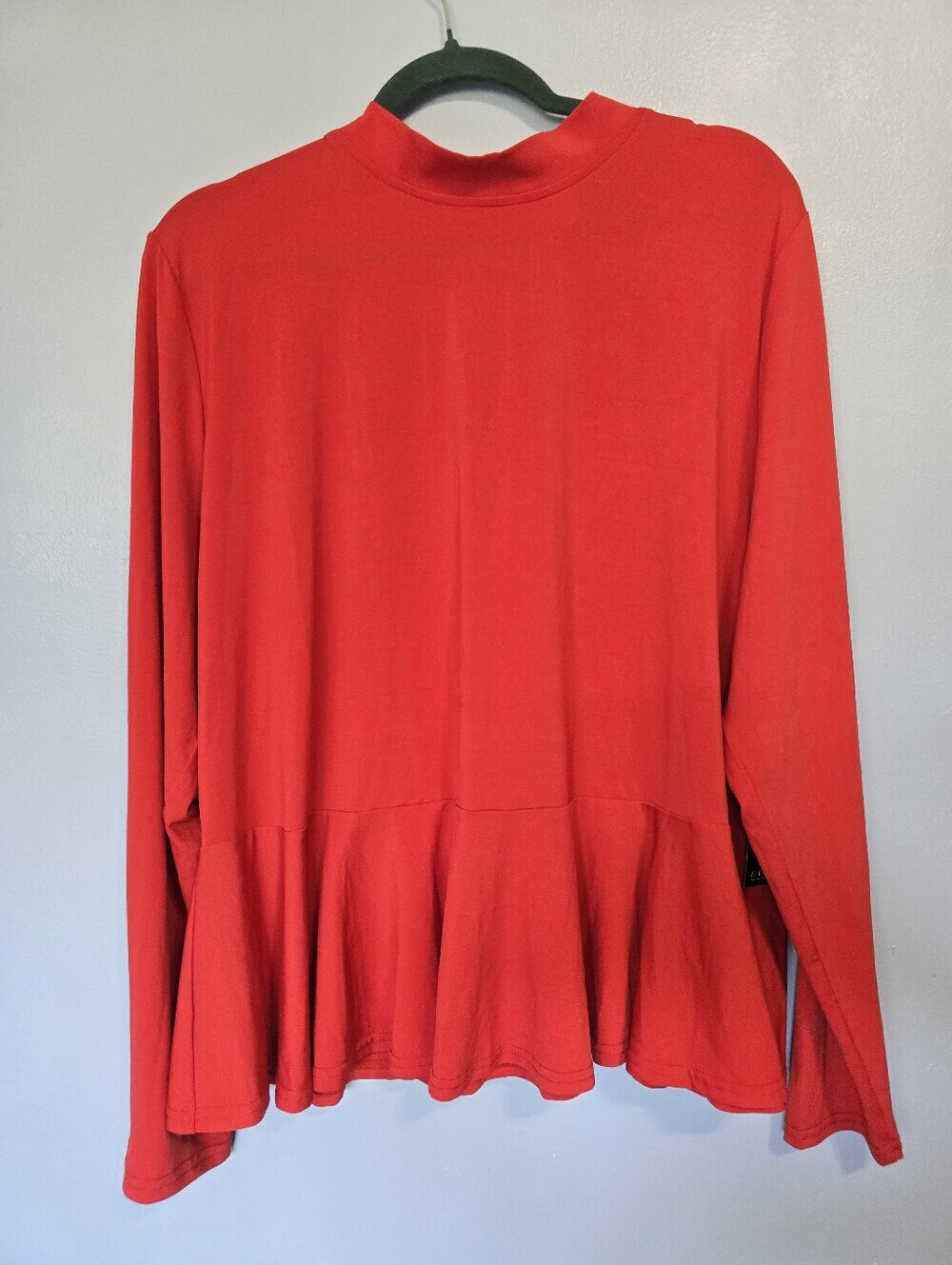 Eloquii Red Long-Sleeve Peplum Top with Keyhole Back Size 22 NEW